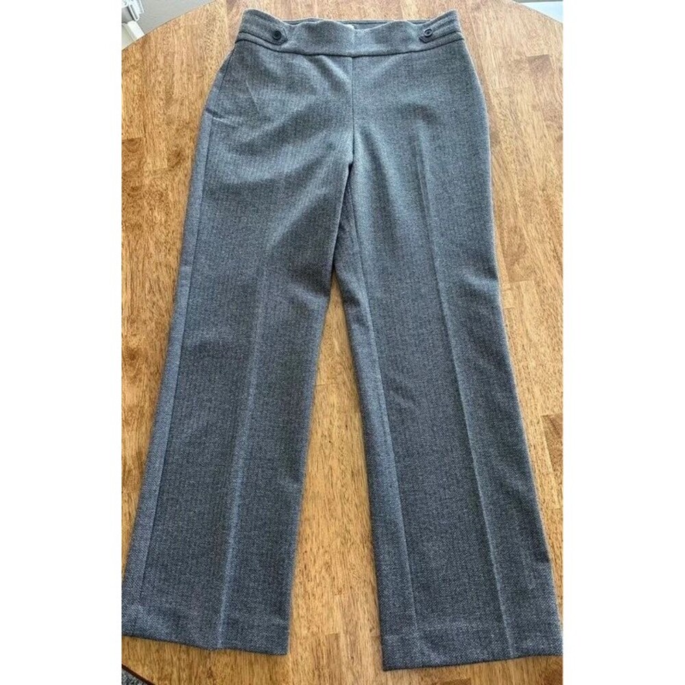 Anne Klein Gray Herringbone Straight Leg Dress Pants Size Petite Medium PM